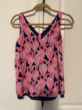 Lilly Pulitzer reversible Florin top size XXS Via Amor Flamingo Print